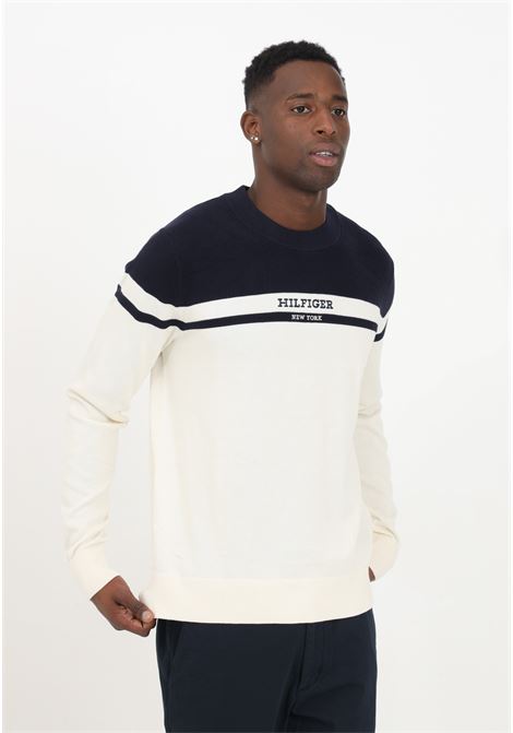 Blue and white men's sweater with front logo TOMMY HILFIGER | MW0MW335290G10G1